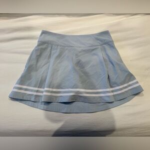Sky Blue Women's Skater Skirt with White Stripes